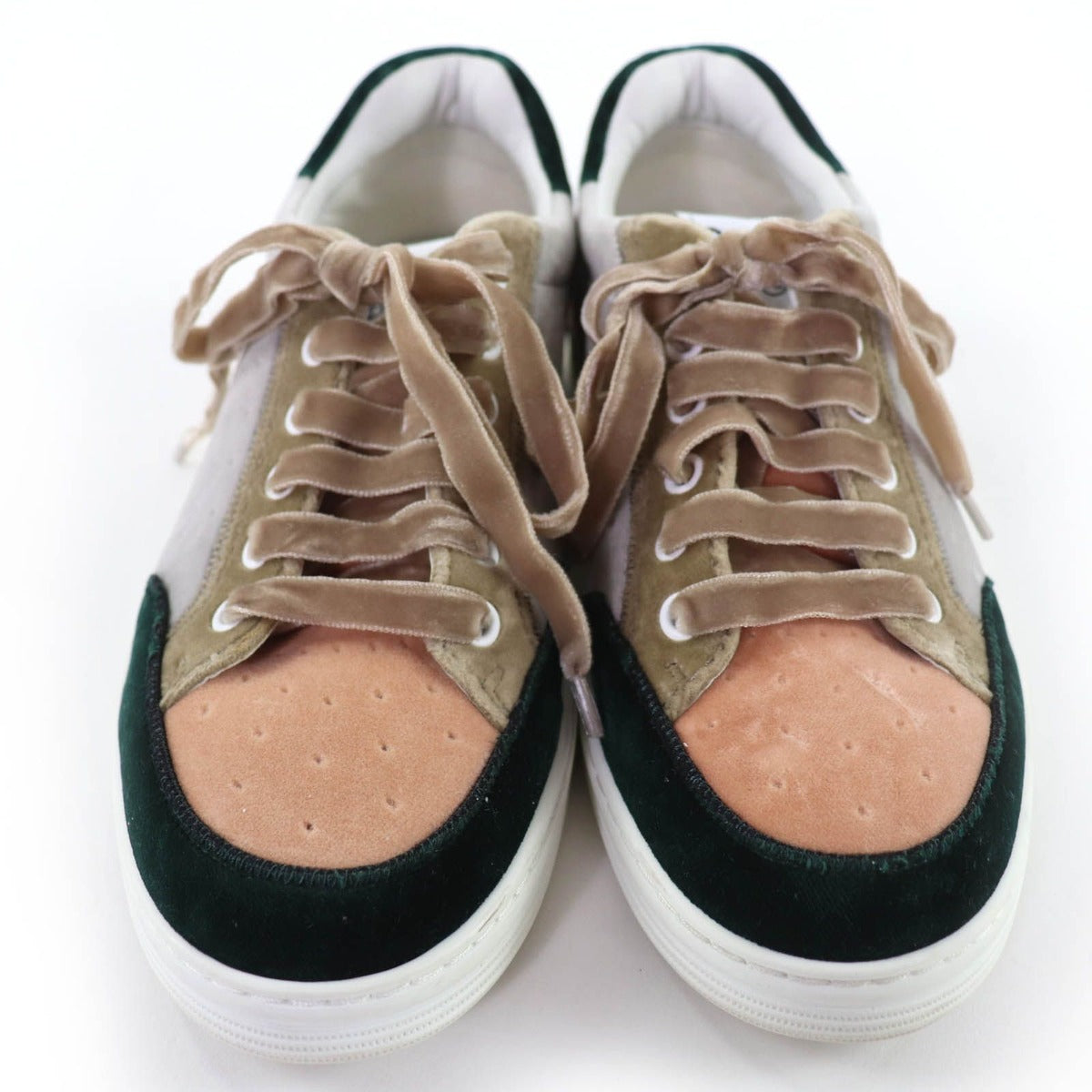 Chanel Logo Lace Up Velvet Leather Low Cut Sneakers Multicolor 37 — view 3