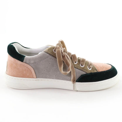 Chanel Logo Lace Up Velvet Leather Low Cut Sneakers Multicolor 37 — view 5
