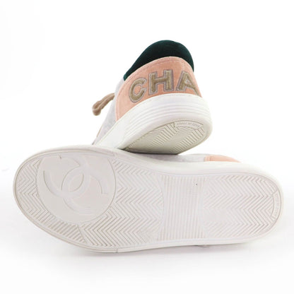 Chanel Logo Lace Up Velvet Leather Low Cut Sneakers Multicolor 37 — view 6
