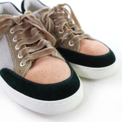 Chanel Logo Lace Up Velvet Leather Low Cut Sneakers Multicolor 37 — view 7