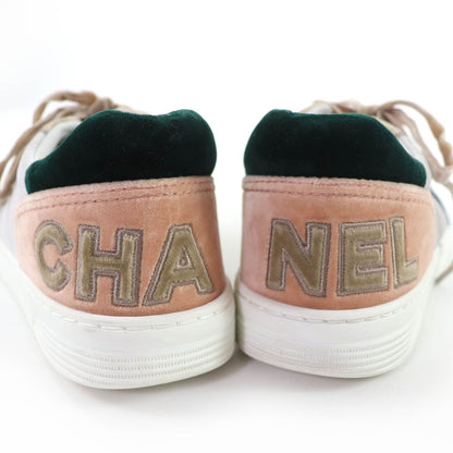 Chanel Logo Lace Up Velvet Leather Low Cut Sneakers Multicolor 37 — view 8