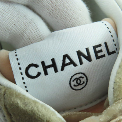 Chanel Logo Lace Up Velvet Leather Low Cut Sneakers Multicolor 37 — view 9