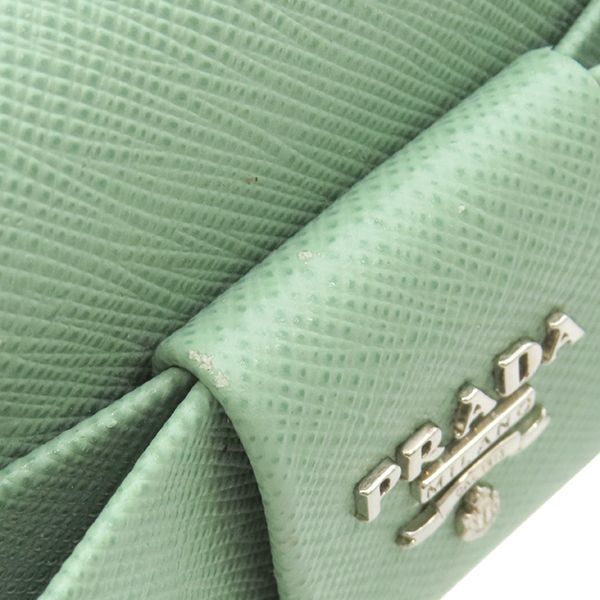 Prada Long Wallet Ribbon Flap Wallet Saffiano Leather Aqua Marina Silver