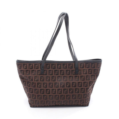 Fendi Tote Bag Zucchino 8 Bh075 Dark Brown Black Canvas Leather Mini
