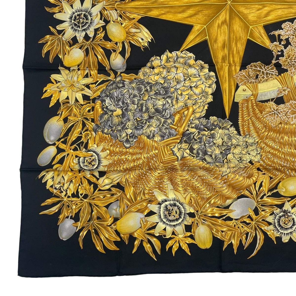 Hermes Carre 90 Passiflores Passion Flower Black 100% Silk Scarf — view 5