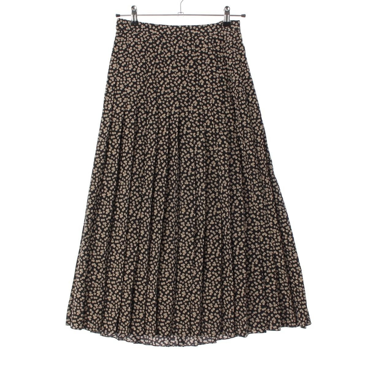 Celine Silk Eddy Period Flower Floral Pattern Midi Pleated Skirt