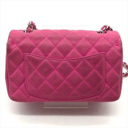 Chanel CC Logo Turnlock Soft Caviar Leather Mini Quilted Chain Shoulder Bag Pink
