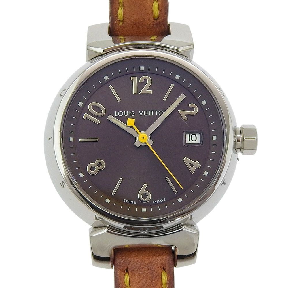 Louis Vuitton Tumble Stainless Steel Leather Quartz Analog Display