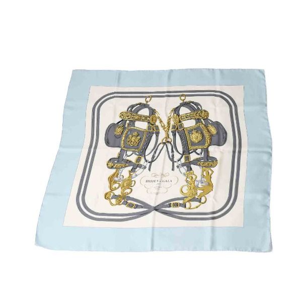 Hermes Carré 90 Brides De GALA Scarf Silk Scarf Hermes Light Blue