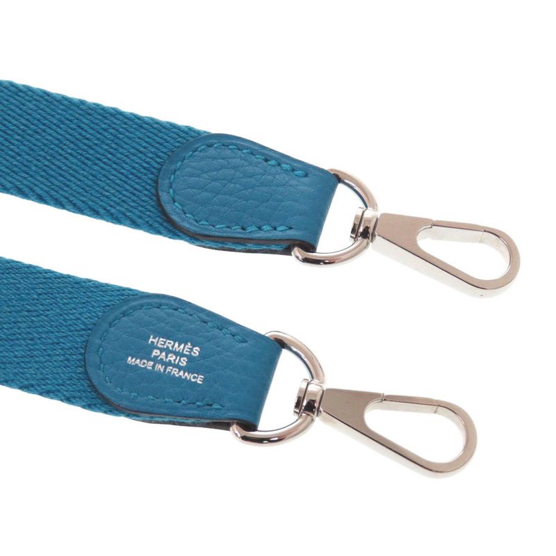 Hermes Canvas Blue Zanzibar Shoulder Strap Blue 0380 Hermes