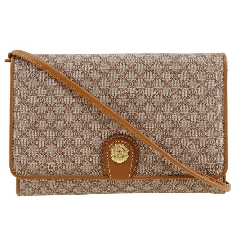 Celine Old Celine Macadam 2WAY Clutch PVC X Leather Beige Ladies Shoulder Bag