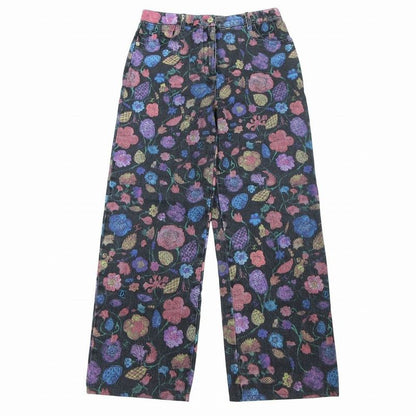 Chanel P70723v62507 21a Denim Pants Jeans Total Coco Mark Button Camellia