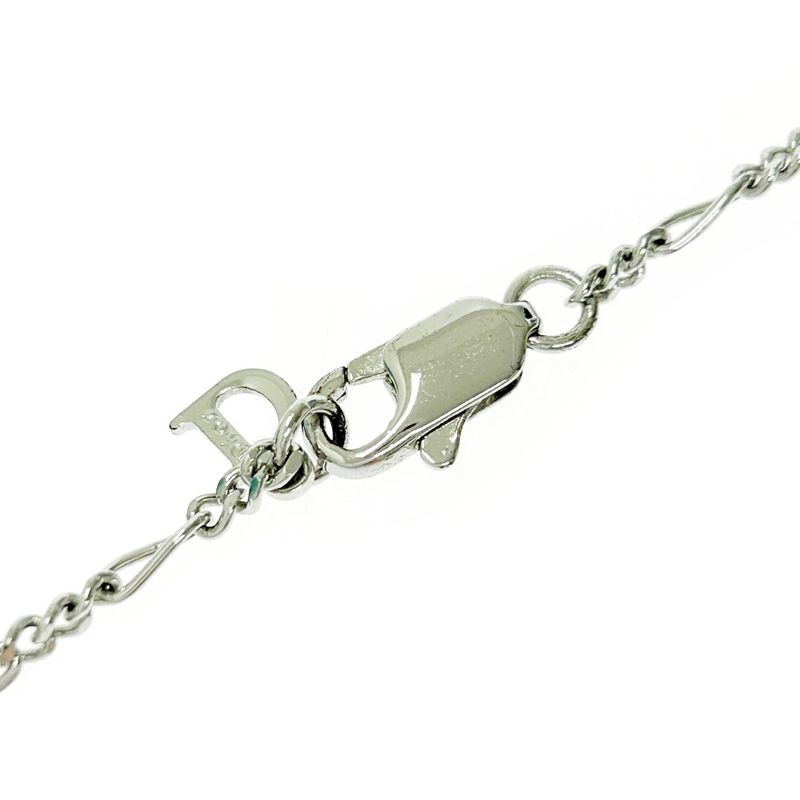 Christian Dior Metal Dior Logo Circle Necklace Silver 463834 Necklace
