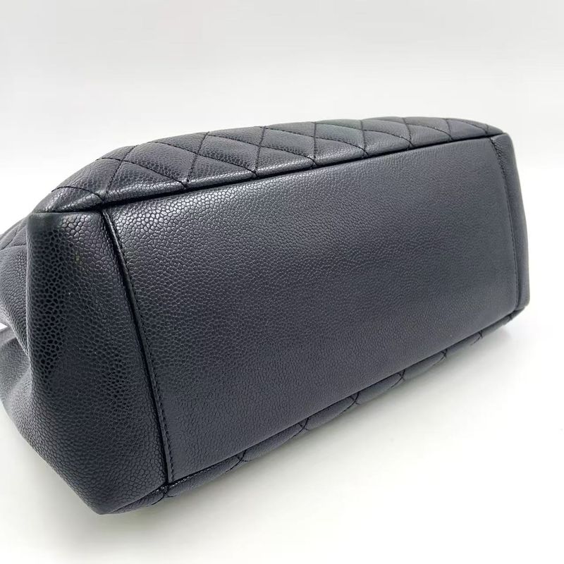 Chanel GST Tote Bag Matelasse 13th Caviar Skin Black Shoulder Bag Silver