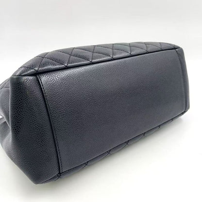 Chanel GST Tote Bag Matelasse 13th Caviar Skin Black Shoulder Bag Silver