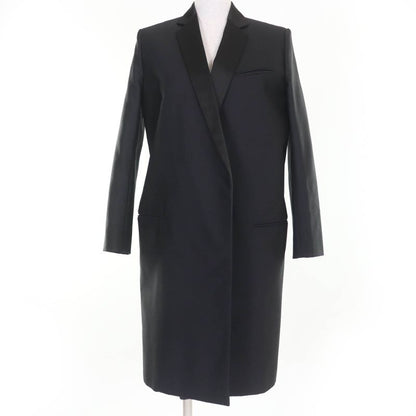 Celine Wool Silk Phoebe Period Crombie Chester Coat Black 34 Made In Italy