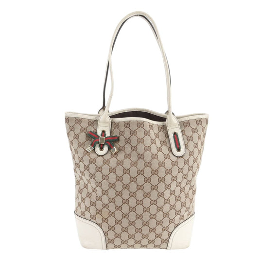Gucci GG Canvas Sherry Prince Leather Tote Shoulder Hand Mbe