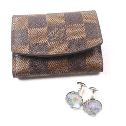 Louis Vuitton Mp1318 Logo Engraved Metal Cufflinks Button Cufflinks Silver With