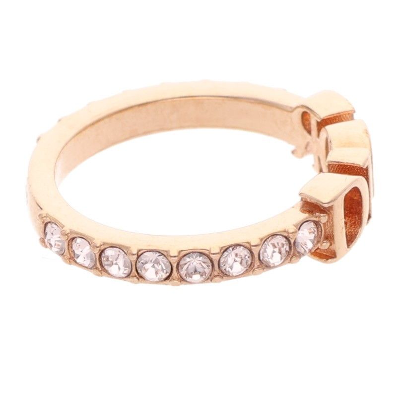 Dior Logo Rhinestone Ring Women's S 10