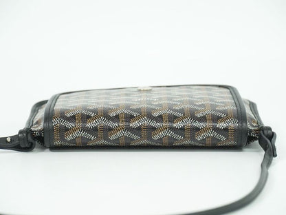 Authentic Goyard Plumet Shoulder Bag Pochette Pouch Wallet PVC Black Brown Bag