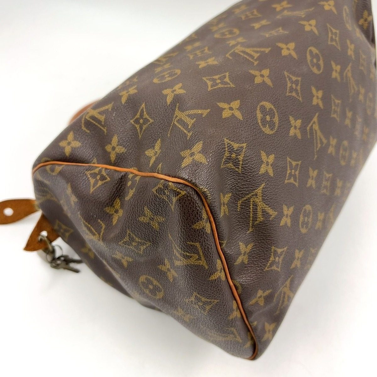 Louis Vuitton Speedy 30 Monogram Leather Brown Handbag Gold — view 8