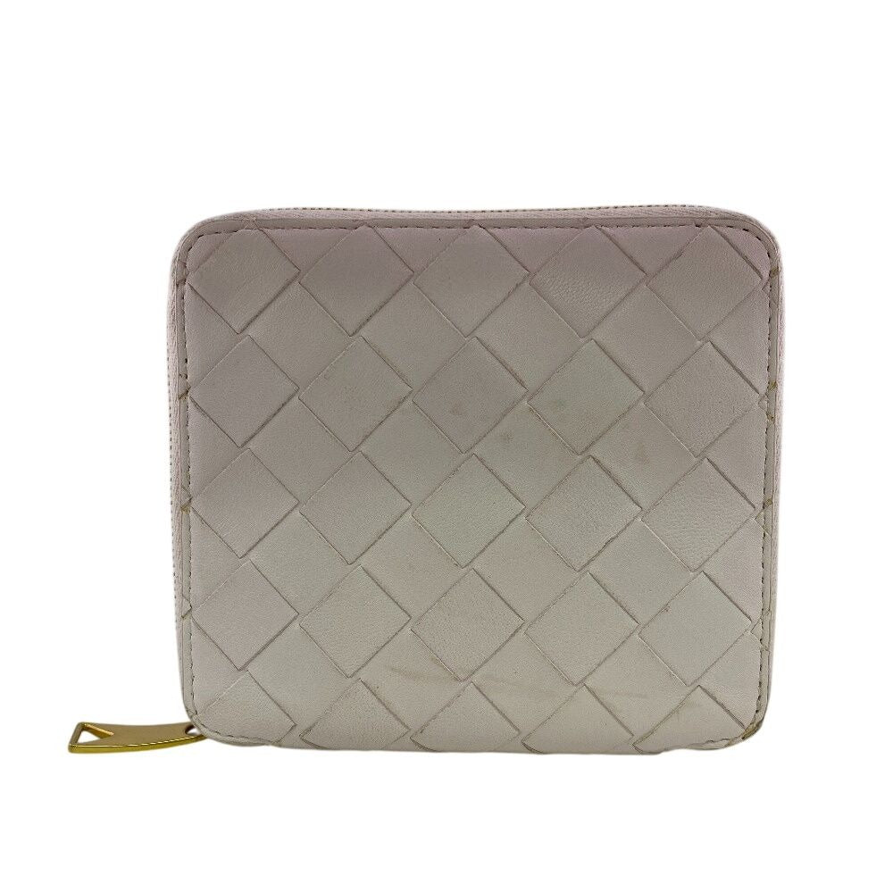 Bottega Veneta Zip Around Maxi Intrecciato Leather Bifold Wallet Pink