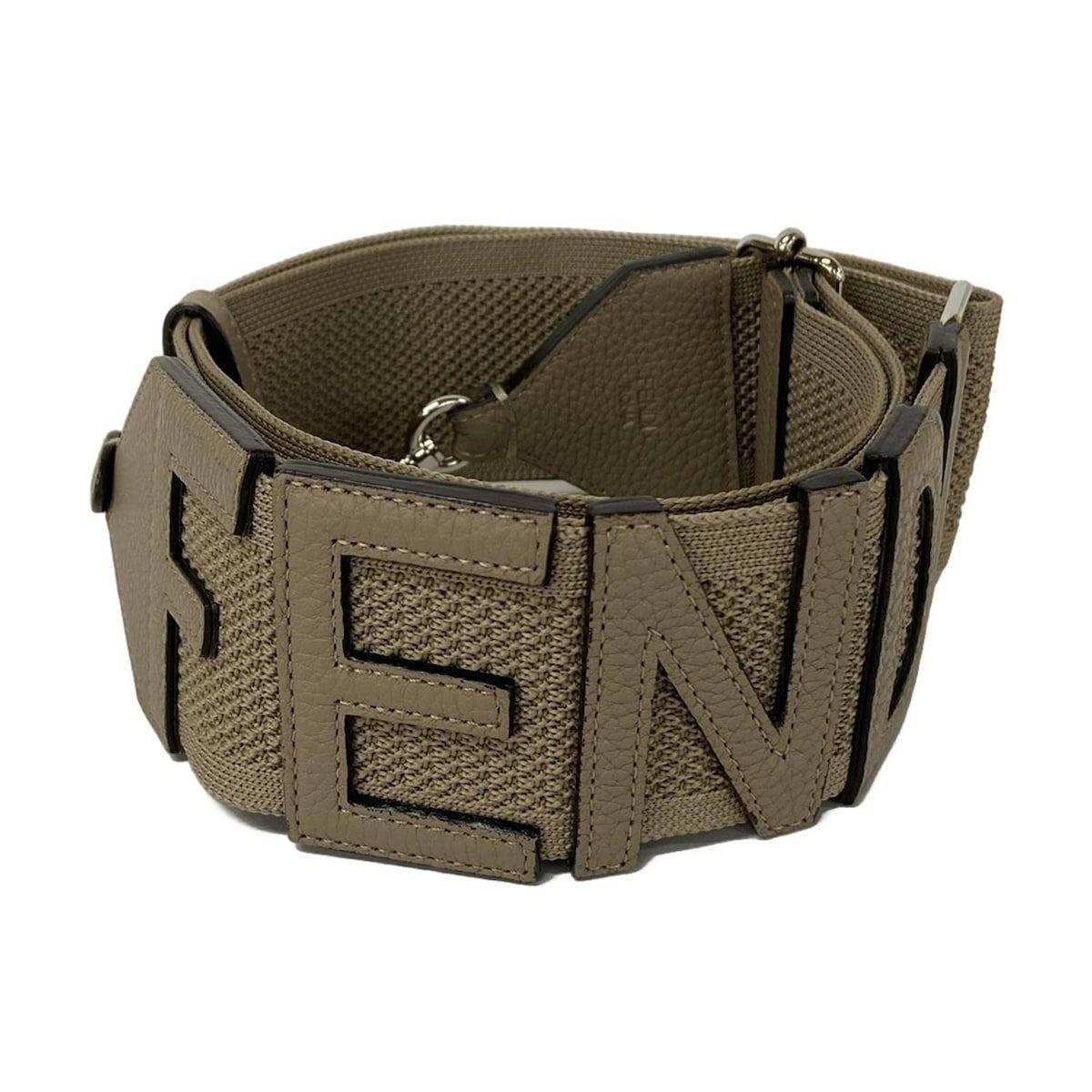 Fendi Shoulder Strap Gray Beige Silver Leather