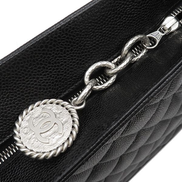 Chanel Tote Matelasse Revival Tote Caviar Skin Black Matte Silver Hardware