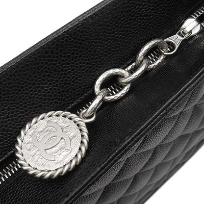 Chanel Tote Matelasse Revival Tote Caviar Skin Black Matte Silver Hardware