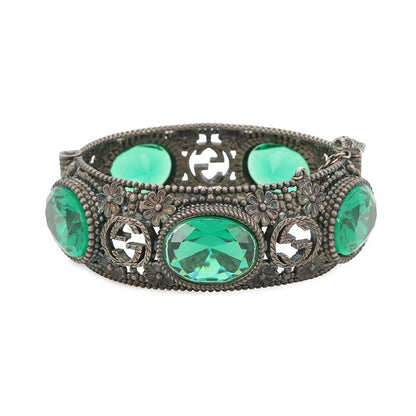 Gucci Bracelet Interlocking Flower Bangle 17 Stone Cat Head