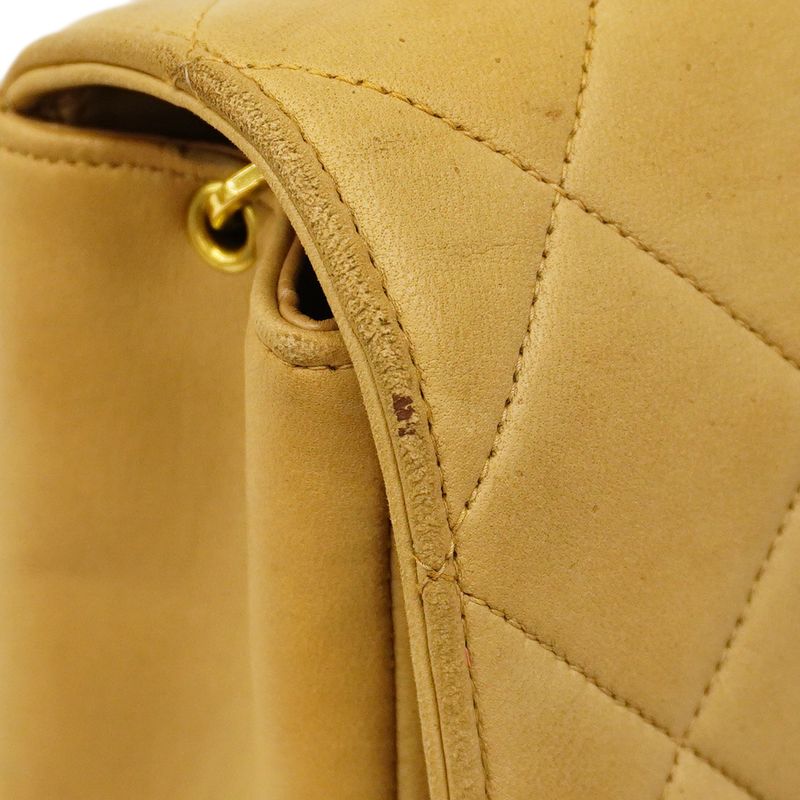Chanel Shoulder Bag Matelasse Lambskin Beige Gold Hardware Women