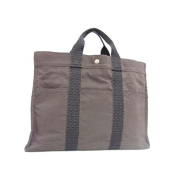 Hermes Tote Her Line MM Gray Canvas Silver