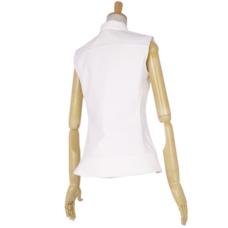 Christian DIOR Shirt Blouse Sleeveless Bijoux Embellished Cotton Top Women's