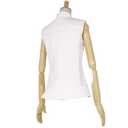 Christian DIOR Shirt Blouse Sleeveless Bijoux Embellished Cotton Top Women's