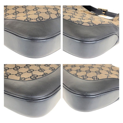 Gucci Jackie Black Gold Hardware GG Canvas/leather 001 3306 Shoulder Bag