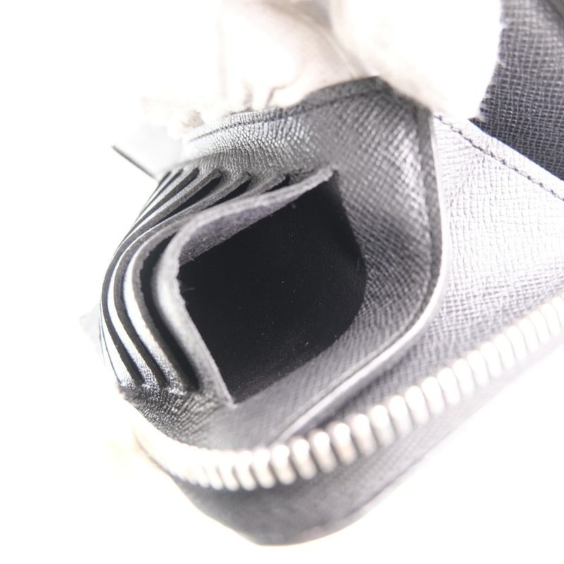 Louis Vuitton Zippy Wallet Vertical M32822 Taiga Black Ca1103 Unisex Long Wallet