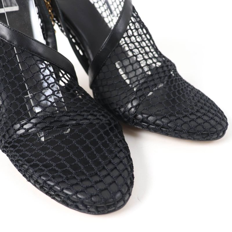 Bottega Veneta Chain Trim Mesh Pumps Black Gold Hardware 37 With