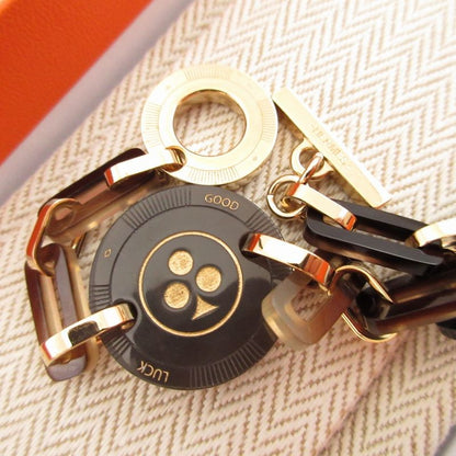 Hermes Fet Vosges GM Clover T2 Buffalo Horn Metal Brown Bracelet 0980 Hermes