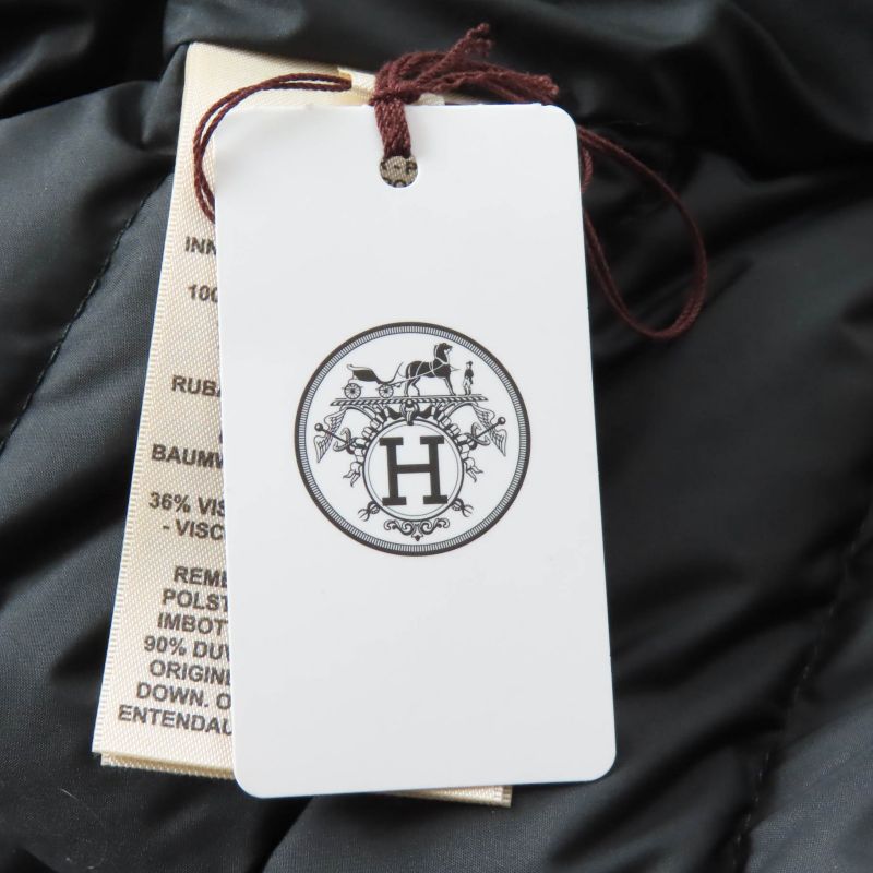 Hermes 23AW 3h0185da Quilted Overshirt Down Jacket With Crude Cell Patch Black