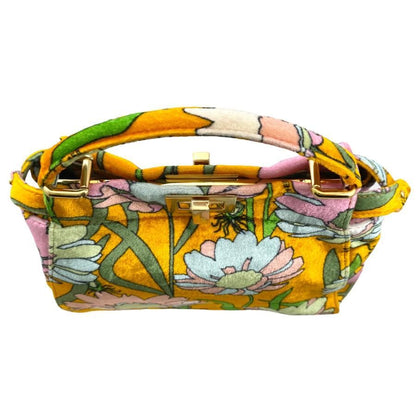 Fendi Peekaboo Iconic Velour Orange Yellow Shoulder Bag Handbag With