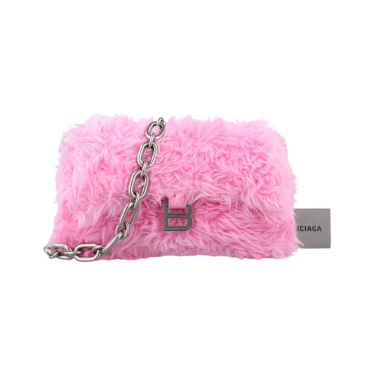 Balenciaga Downtown Pink Faux Fur Messenger Bag