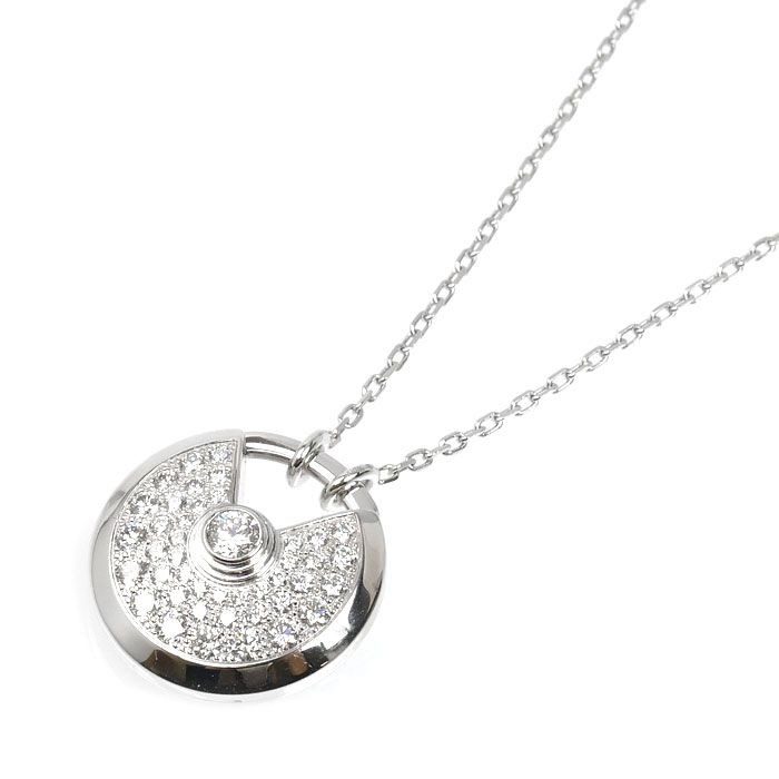Cartier 18k White Gold Amulet Necklace Diamond 60 cm