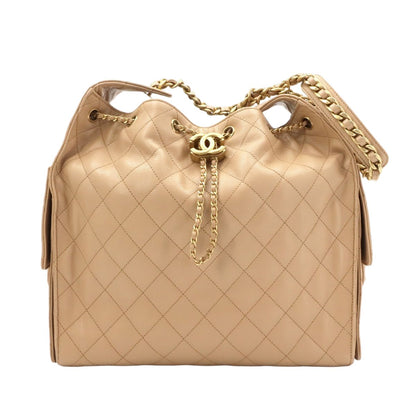 Chanel 25 Small Shoulder Bag Caviar Leather Beige Gold