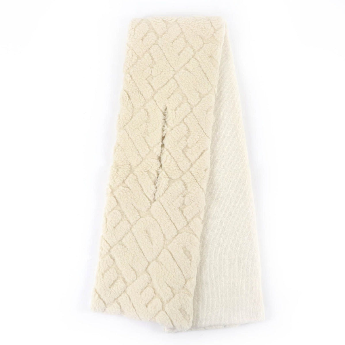 Fendi Camel Wool Logo Knit Scarf Ivory — view 2