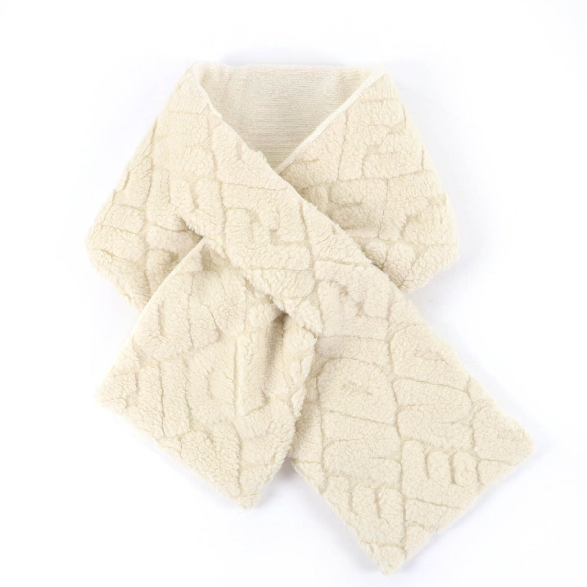 Fendi Camel Wool Logo Knit Scarf Ivory — view 4