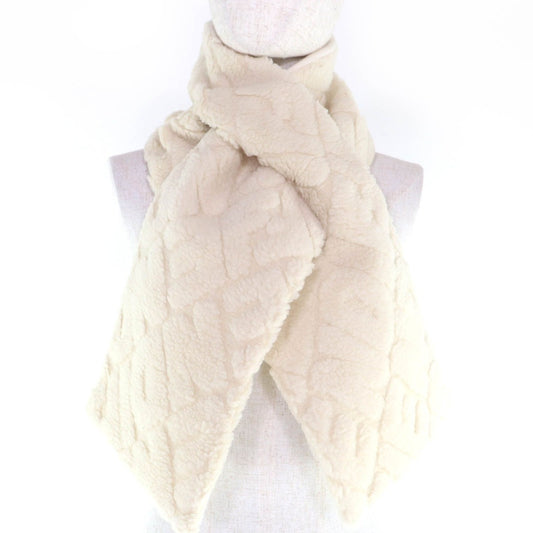 Fendi Camel Wool Logo Knit Scarf Ivory