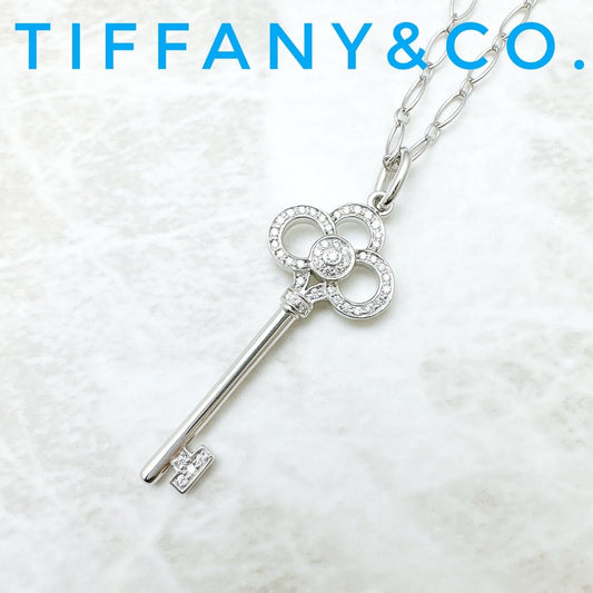 Tiffany & Co. Crown Key Diamond White Gold Necklace