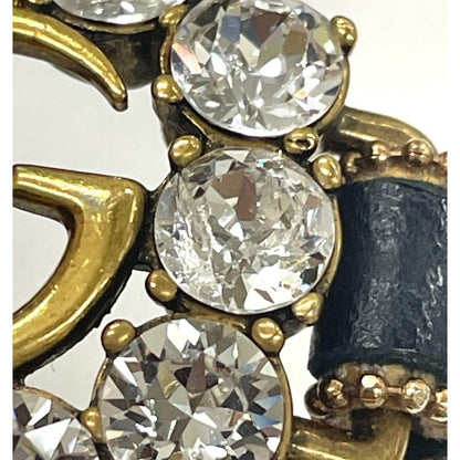 Gucci Double G Leather Rhinestone GP Bracelet — view 4