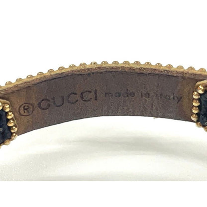 Gucci Double G Leather Rhinestone GP Bracelet — view 8