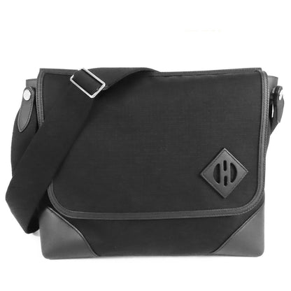 Hermes Messenger All Back Black Silver Swift Toile Bivouac Shoulder Bag